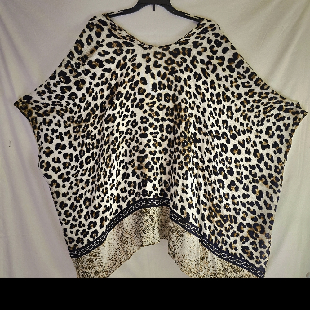 Chico's Women OneSize No Tags Leopard Print Kimono Open Ruana Wrap Shawl - Picture 3 of 5